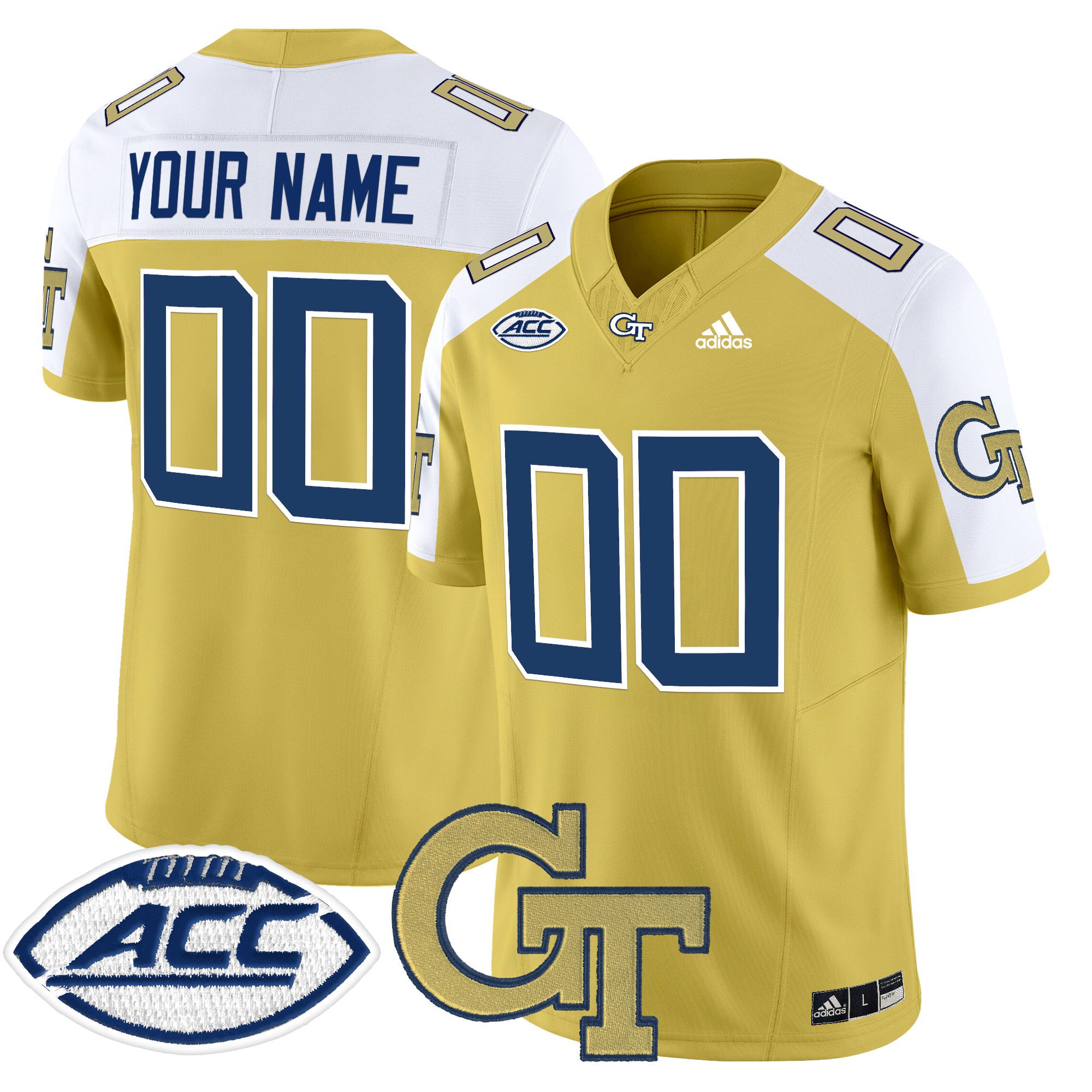 Men Georgia Tech Yellow Adidas 2024 Vapor Limited Custom NCAA Jersey